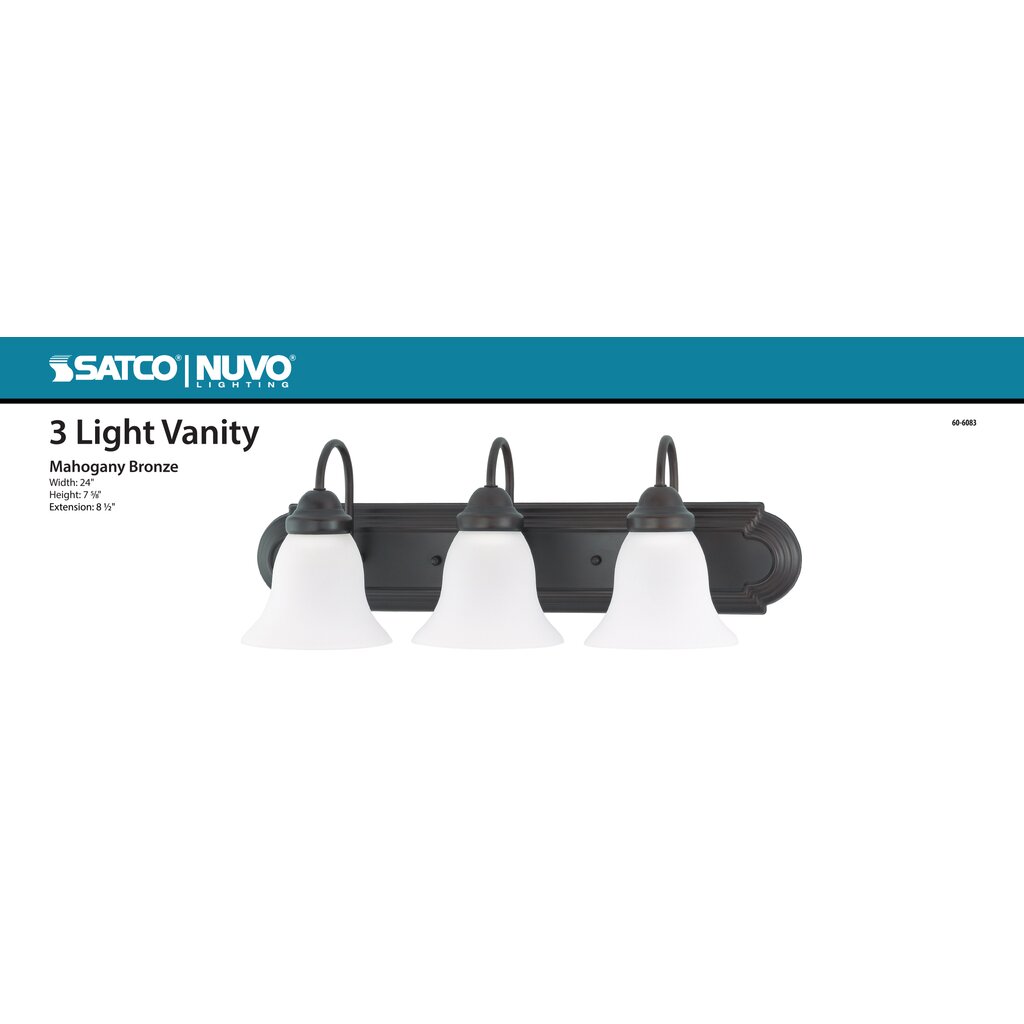 Satco 60-6083 Fixture Ballerina - 3 Light 24 in. Vanity with Frosted