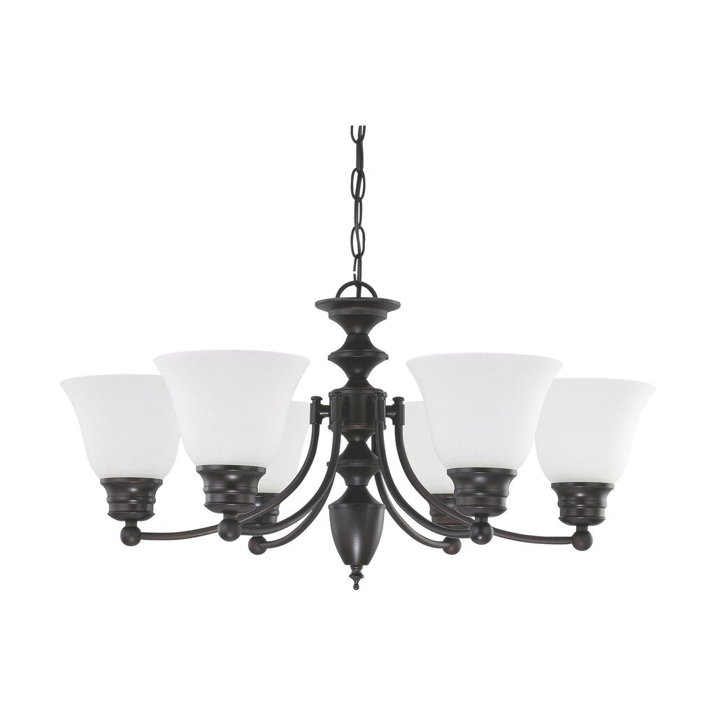 Satco 60-6042 Fixture Empire - 6 Light 26 in. Chandelier with Frosted