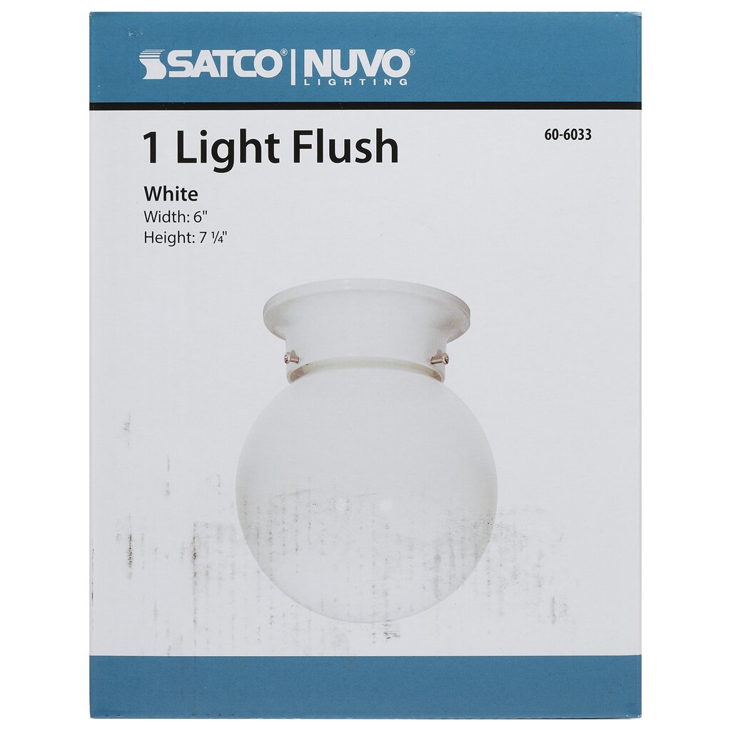 Satco 60-6033 Fixture 1 Light - 6 in. Ceiling White Ball Color retail