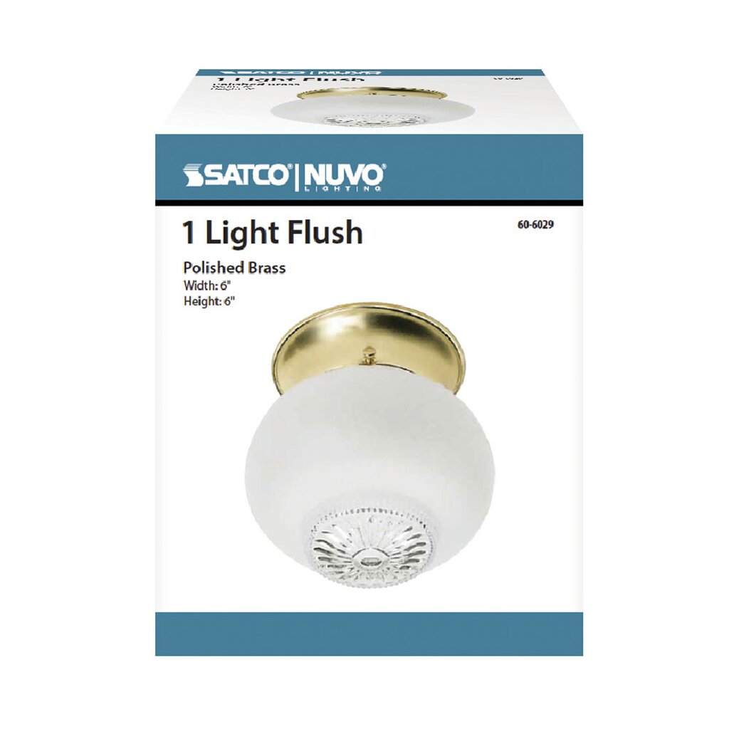 Satco 60-6029 Fixture 1 Light - 6 in. Ceiling Clear Bottom Squat Ball