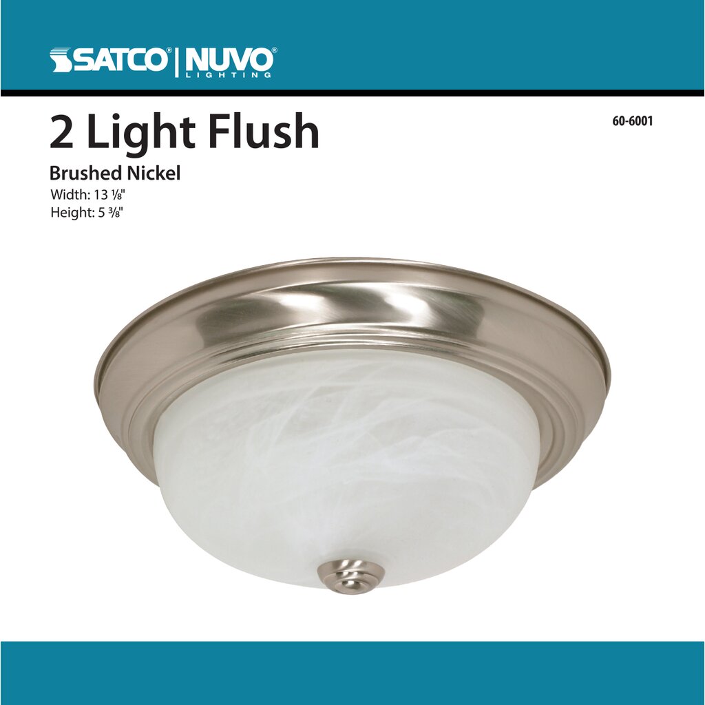 Satco 60-6001 Fixture 2 Light - 13 in. Flush Mount Alabaster Glass