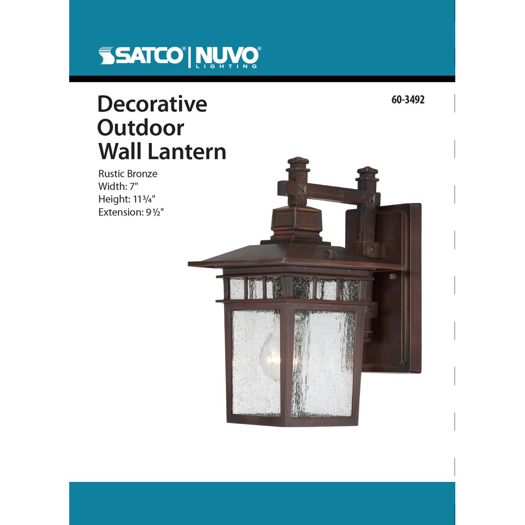 Satco 60-3492 Fixture Cove Neck - 1 Light 12 in. Outdoor Lantern with