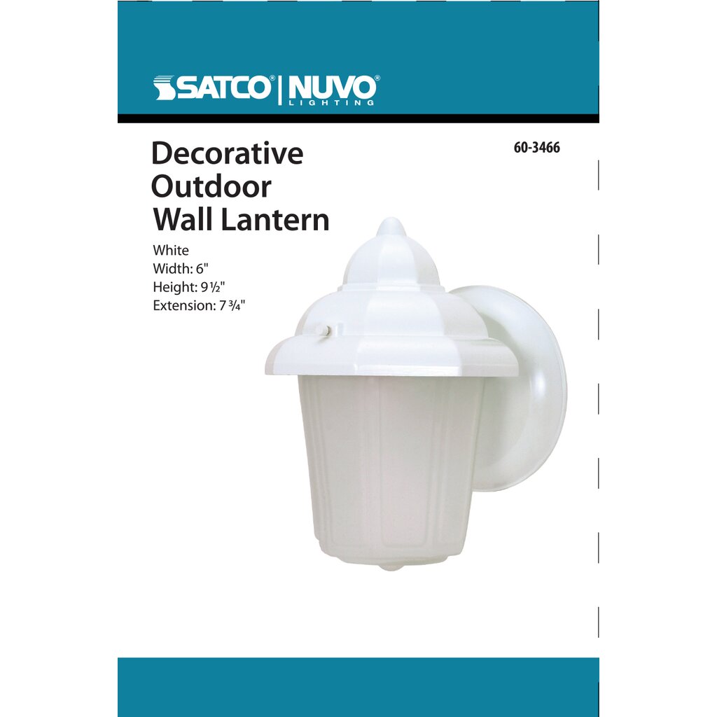 Satco 60-3466 Fixture 1 Light - 8-7/8 in. Wall Lantern Hood with Satin