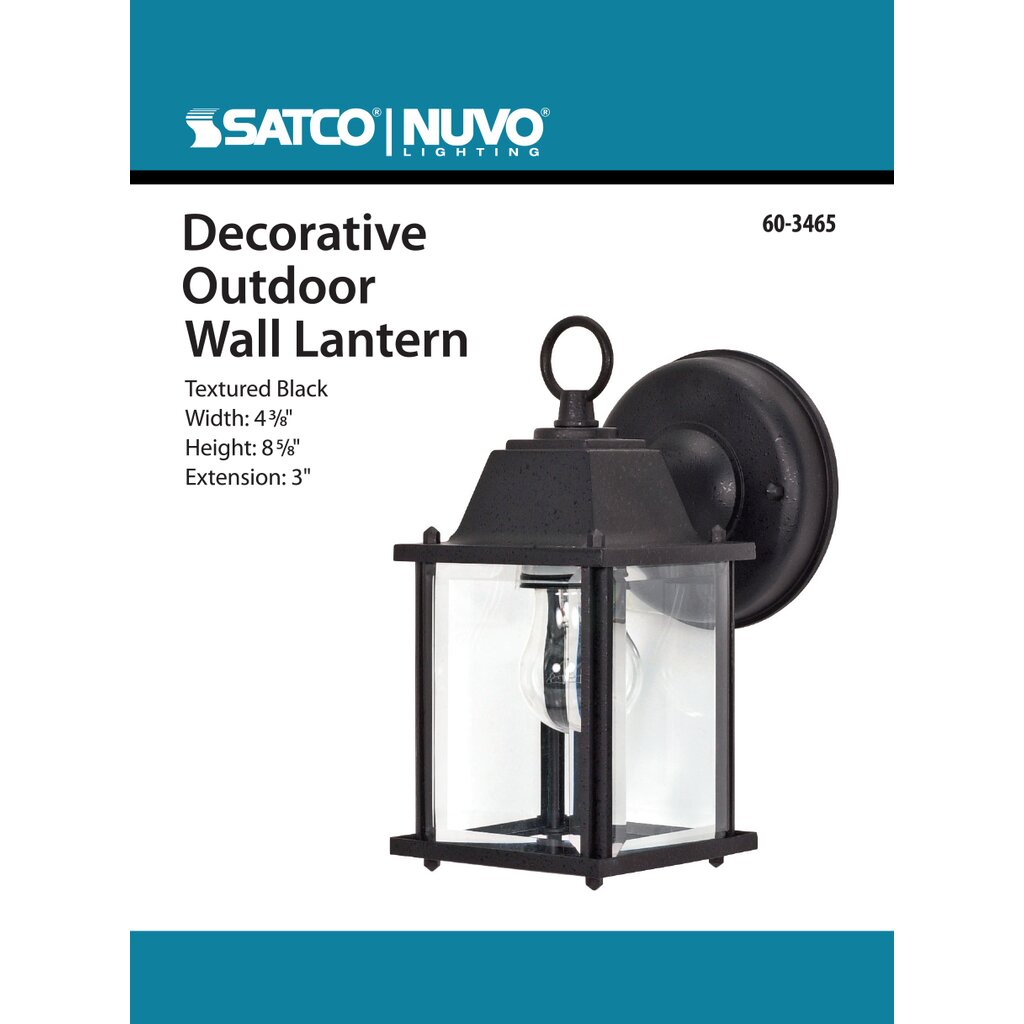 Satco 60-3465 Fixture 1 Light - 8-5/8 in. Wall Lantern Cube with Clear