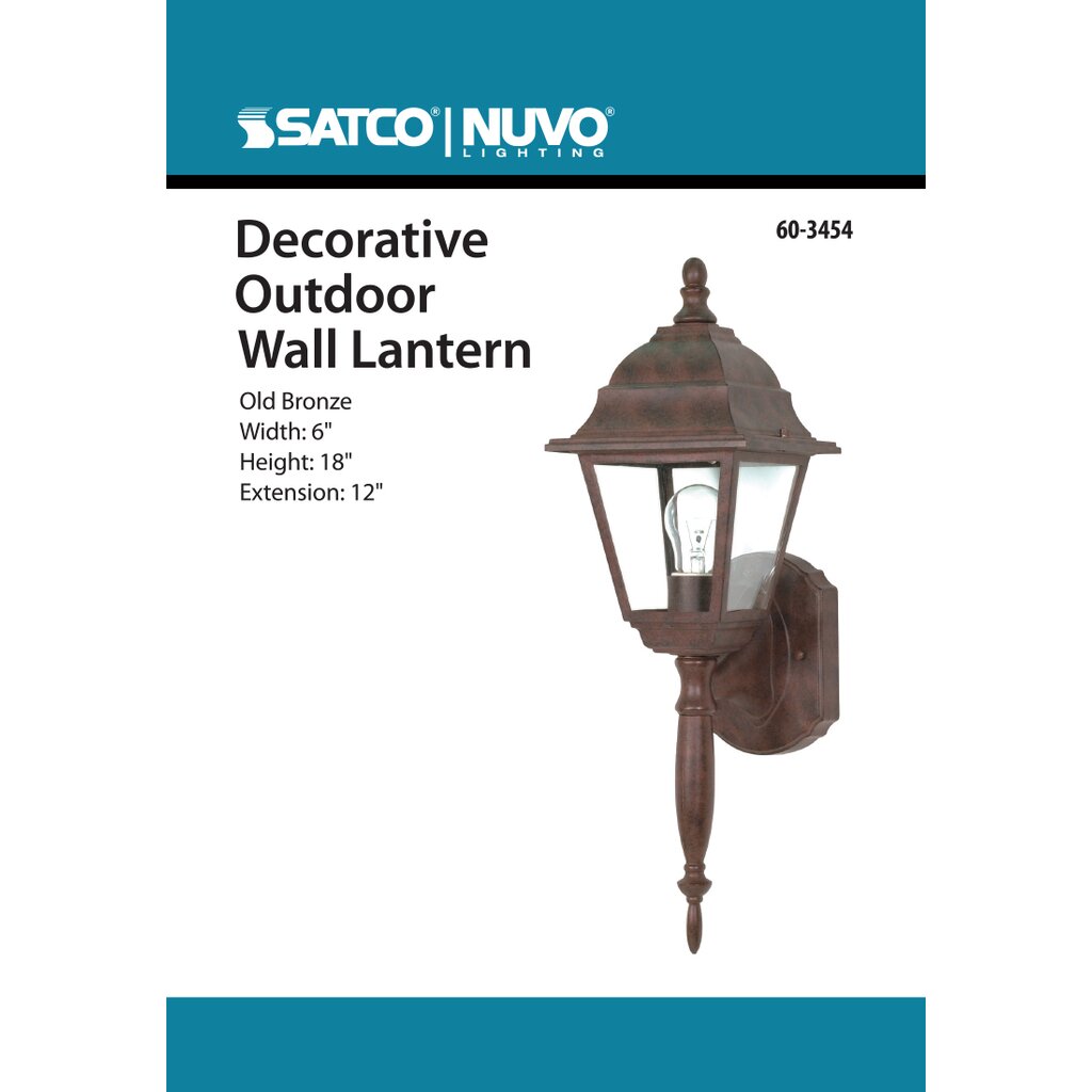Satco 60-3454 Fixture Briton - 1 Light 18 in. Wall Lantern with Clear