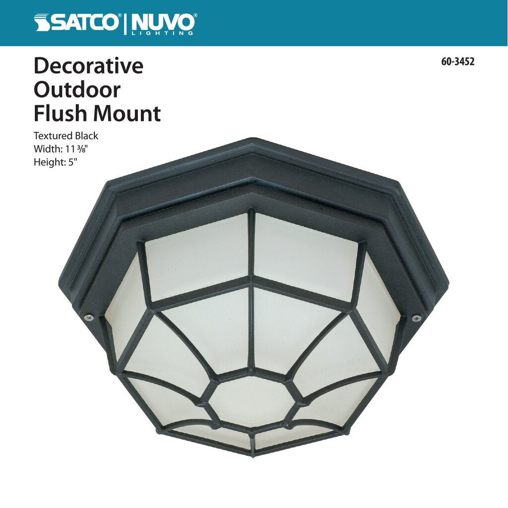 Satco 60-3452 Fixture 1 Light - 12 in. Ceiling Spider Cage Die Cast