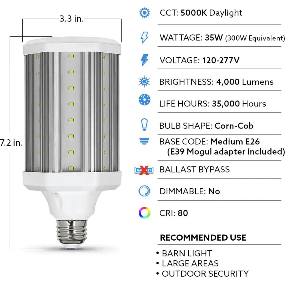 Feit Electric C4000/5K/LEDG2 35W LED Light Bulb