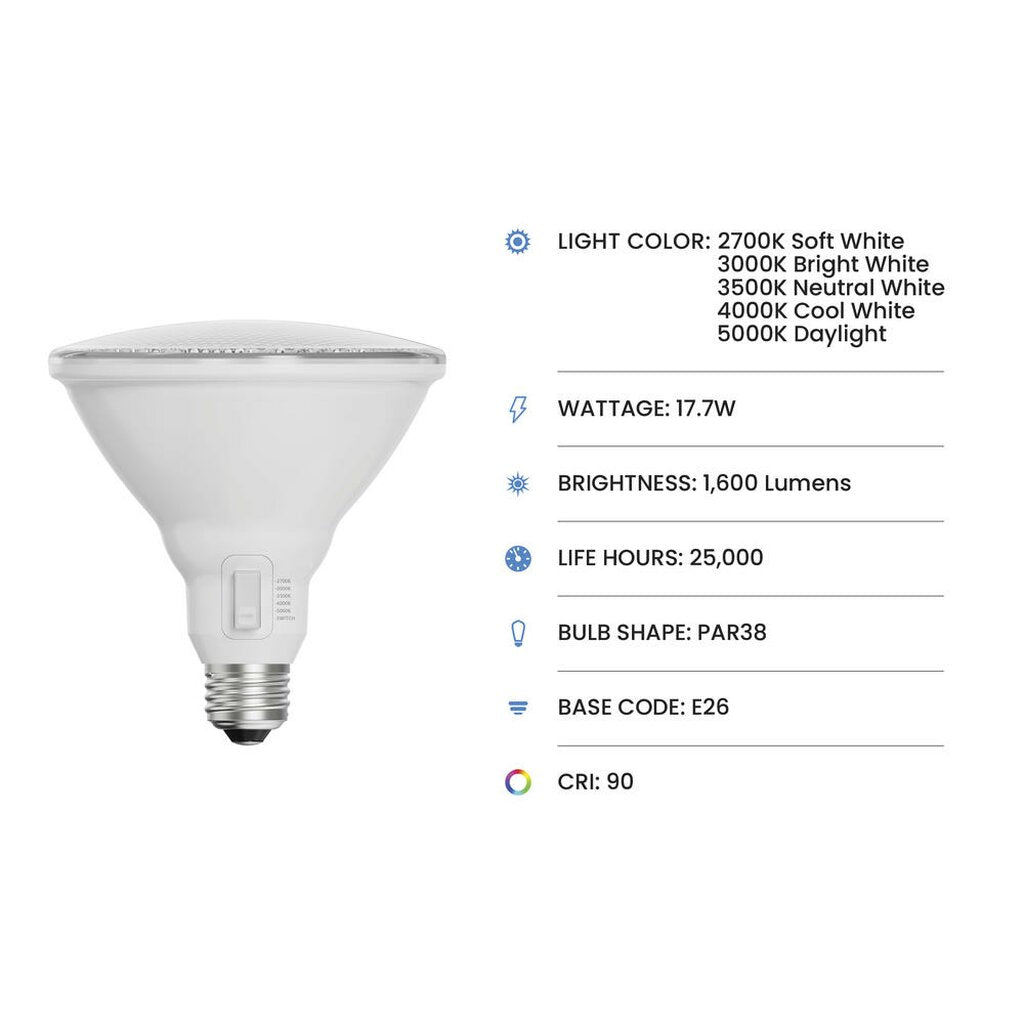 4 pack - Feit Electric PAR38150DM5CCTCA 17W PAR38 CCT LED Light Bulb