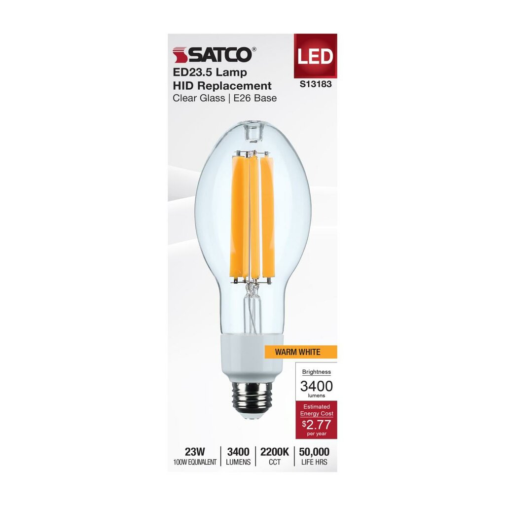 Satco S13183 23W ED23.5 Warm Amber LED Light Bulb