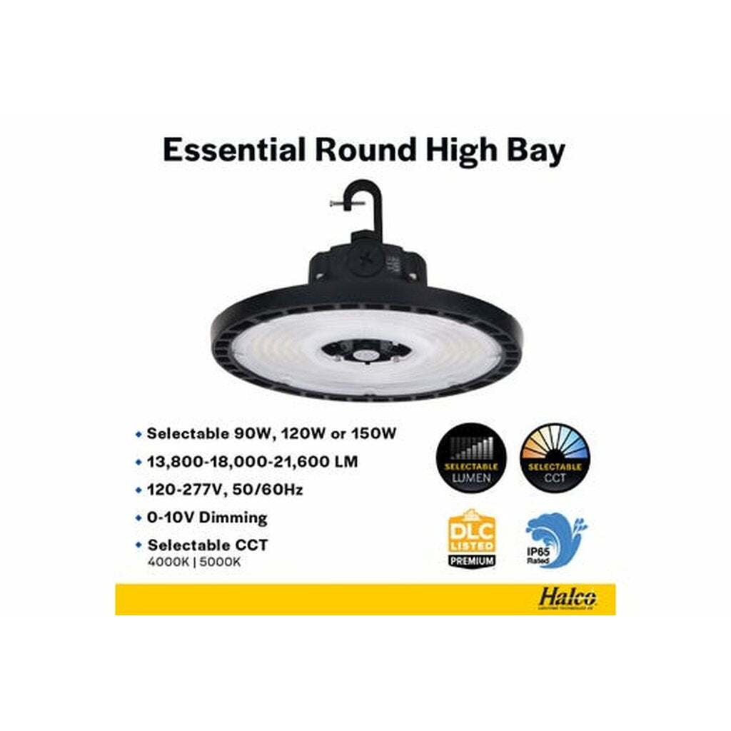 Halco 37311 90W/120W/150W LED Dimmable Fixture Essential Round Highbay