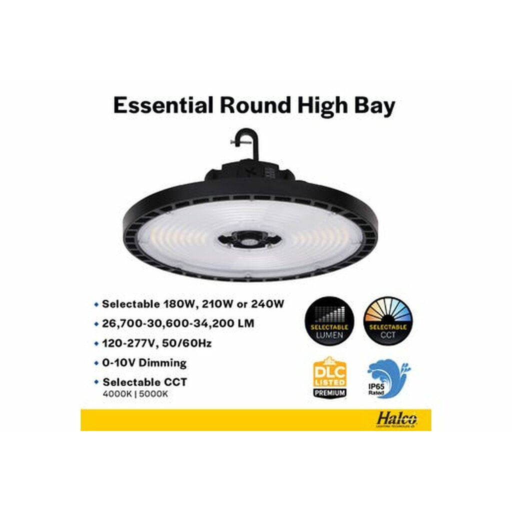 Halco 37313 180W/210W/240W LED Dimmable Fixture Essential Round