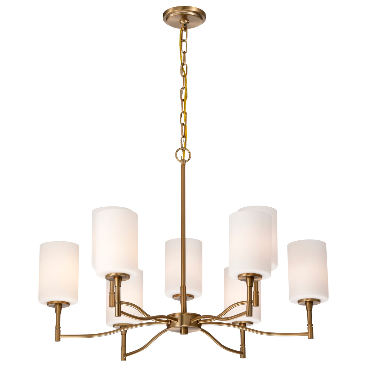 Nuvo 60-8209 Liam, 9 Light Chandelier, Burnished Brass