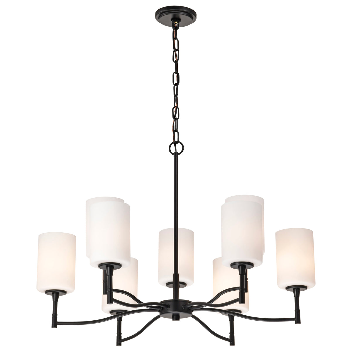 Nuvo 60-8219 Liam, 9 Light Chandelier, Matte Black