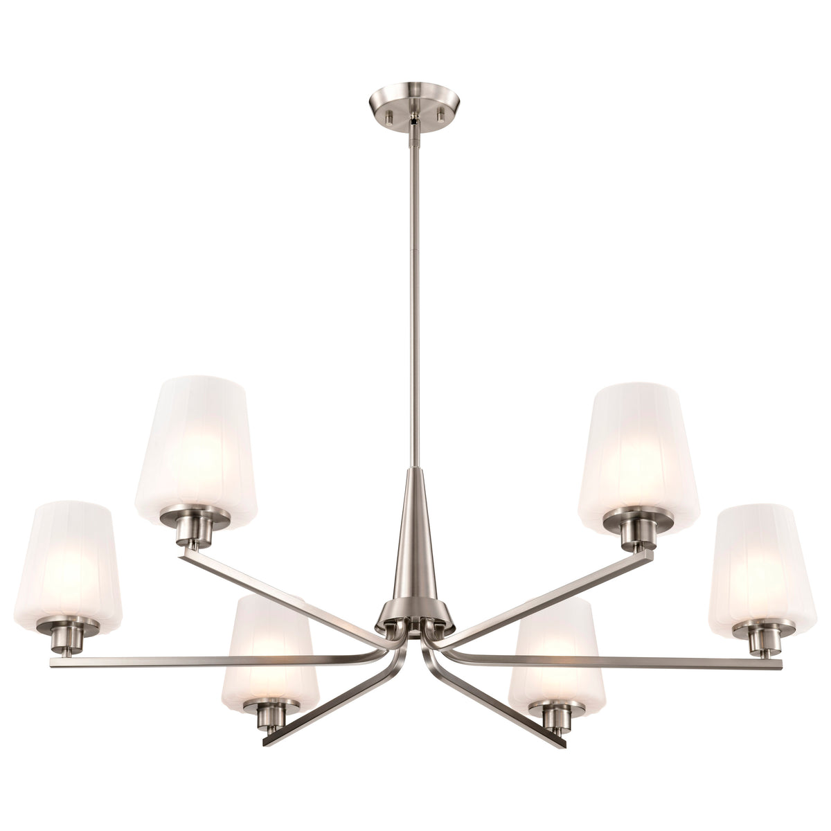Nuvo 60-8226 Lune, 6 Light Chandelier, Brushed Nickel Finish