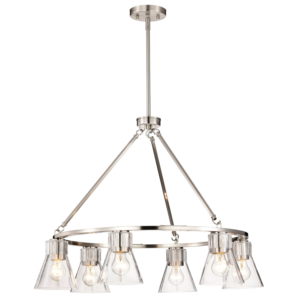 Nuvo 60-8335 Gianna, 6 Light Chandelier, Brushed Nickel Finish
