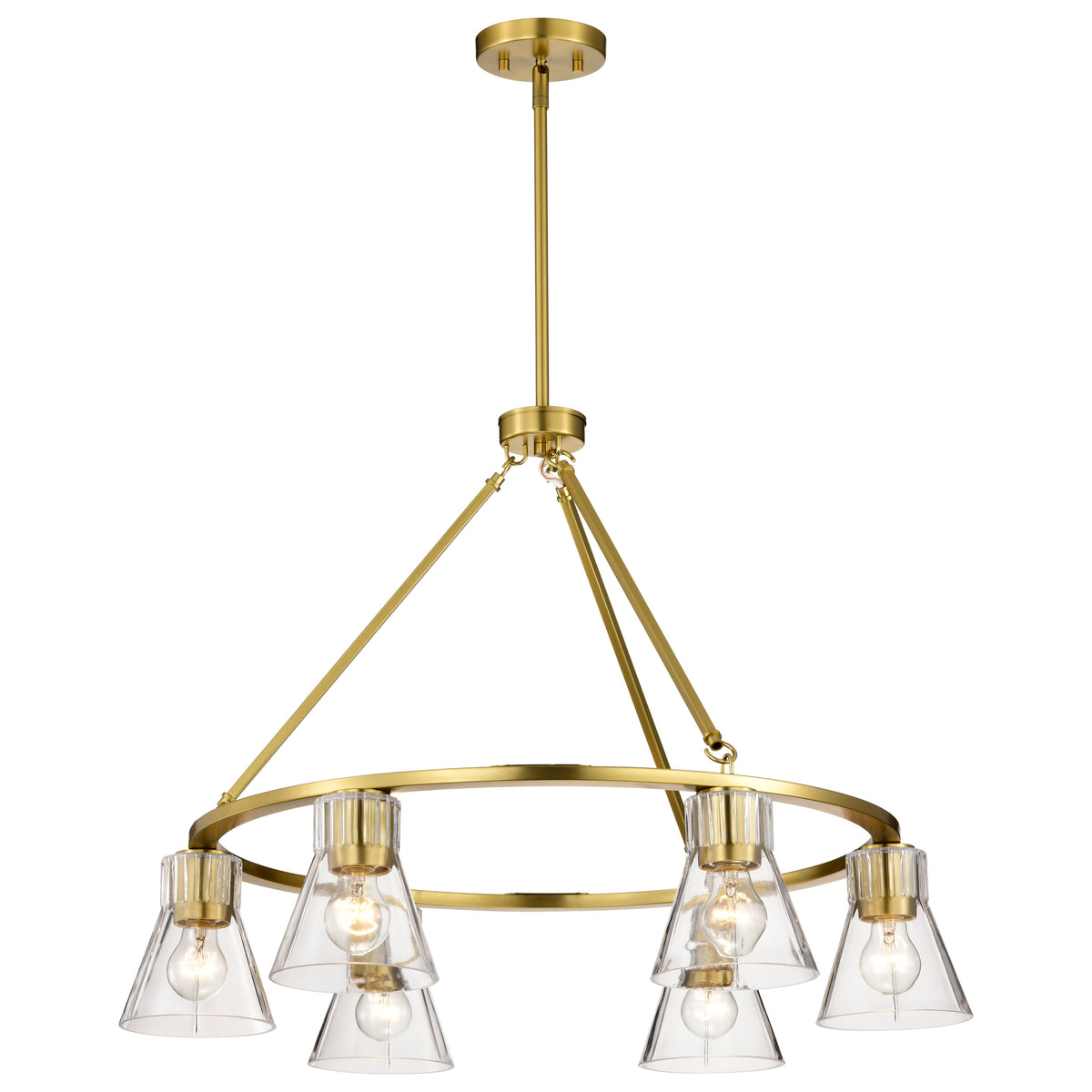 Nuvo 60-8345 Gianna, 6 Light Chandelier, Vintage Brass Finish