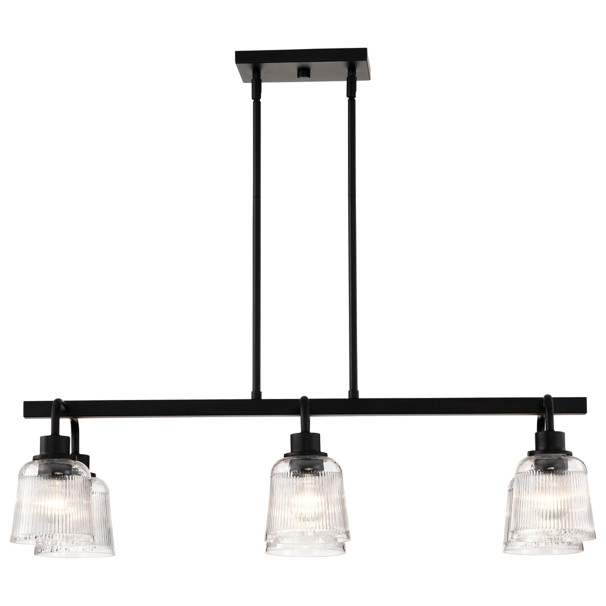 Nuvo 60-8610 Grayson, 6 Light Island Pendant, Matte Black Finish