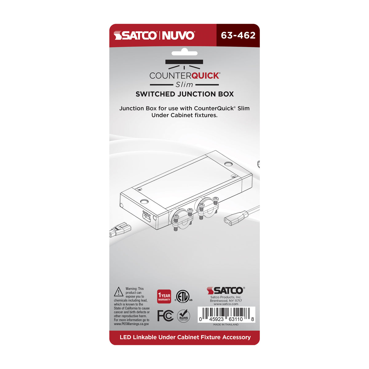Nuvo 63-462 Junction Box with Switch, Black Finish