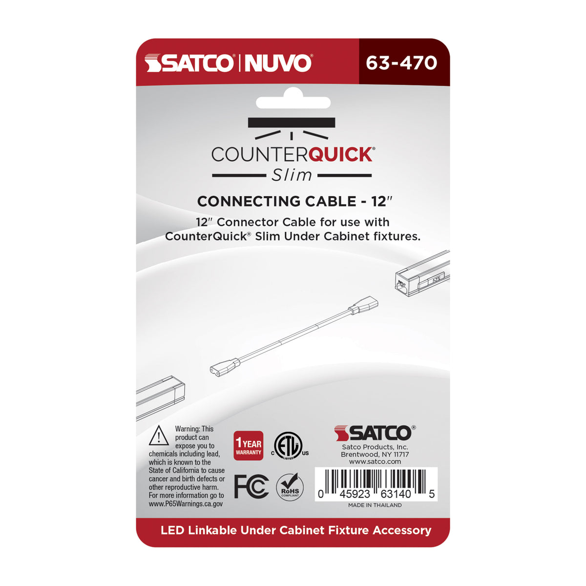 Nuvo 63-470 Connecting Cable, 12-Inch, Black Finish