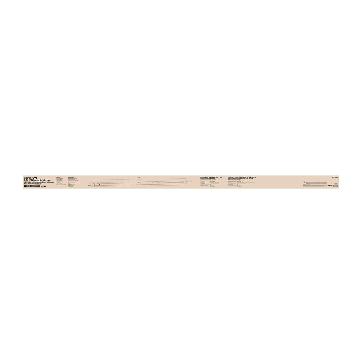 Nuvo 65-703R1 8 Foot LED Linear Strip Light, Field Selectable, White Finish