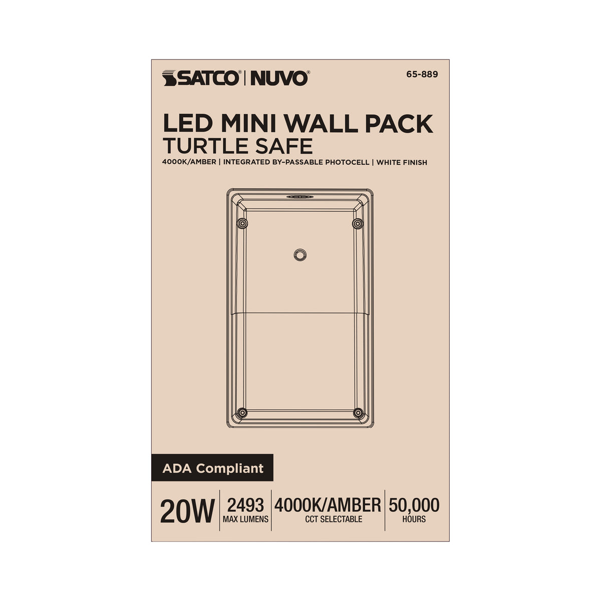 Nuvo 65-889 LED Turtle Friendly Small Wall Pack, 20 Watt, Amber Color