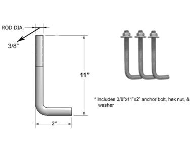 MaxLite BL-BOLTKIT-3 Anchor Bolt Kit For 3 Bolt Pattern For Slim Round Bollards