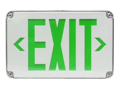 MaxLite EX-GWRC-WL Exit, Thermoplastic, Green Letters, White, Battery Backup, Remote Capable Up To 2 Heads, Universal Face (1 Or 2 Sided),wet Locations
