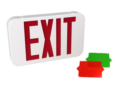 MaxLite EX-RGW Exit, Thermoplastic, Double Face, Red Green Letters, White, Battery Backup