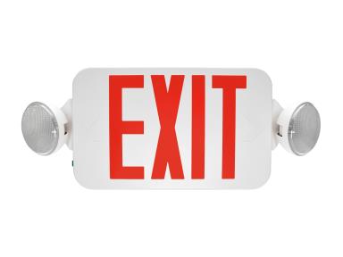 MaxLite EXC-RWSD Exit Emergency Combo, Red Letters, White, Round Heads, Battery Backup, Self-diagnostic
