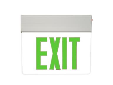 MaxLite EXE-GW1S Edgelit Exit, Green Letters, White, 1 Side, Battery Backup