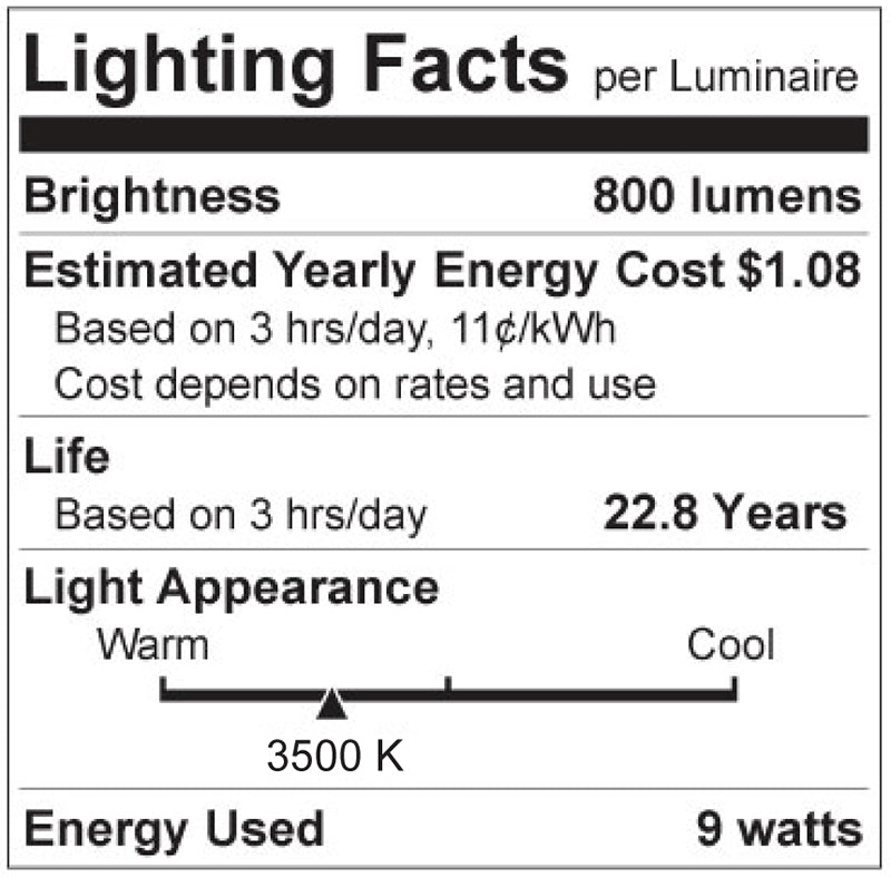 Luxrite LR21424 A19 9W 3500K LED Light Bulb