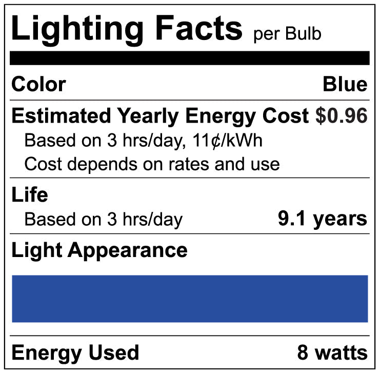 Luxrite LR21491 A19 8W Blue LED Light Bulb
