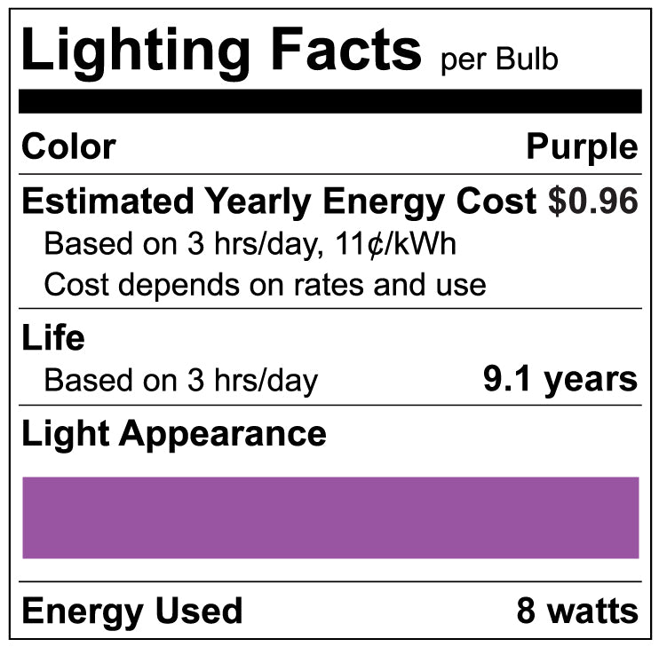 Luxrite LR21494 A19 8W Purple LED Light Bulb
