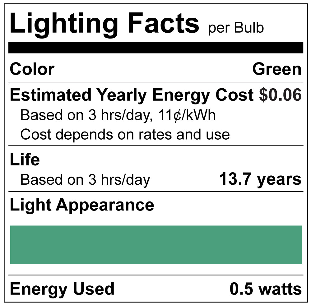 Luxrite LR21732 S14 0.5W Green Filament LED Light Bulb