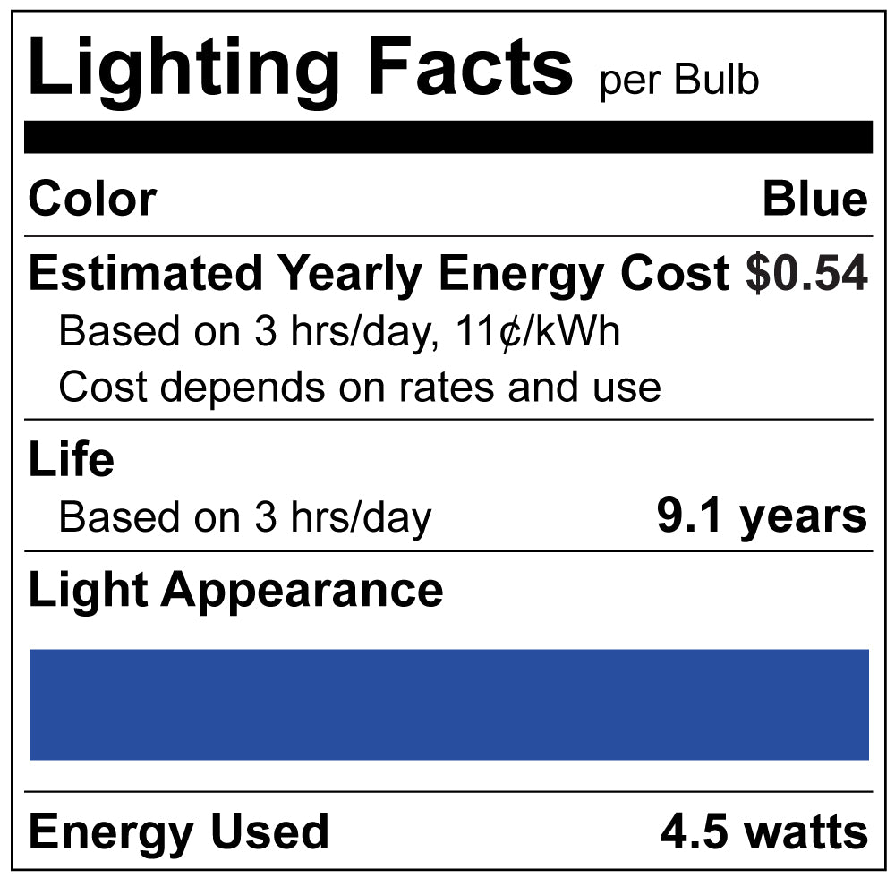 Luxrite LR21743 E12 4.5W Blue Filament Torpedo LED Light Bulb