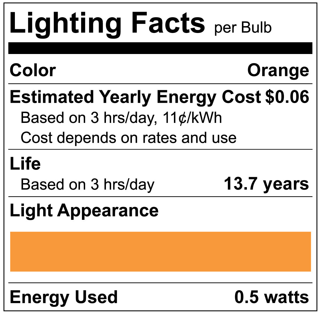 Luxrite LR21756 C7 0.5W Orange LED Light Bulb