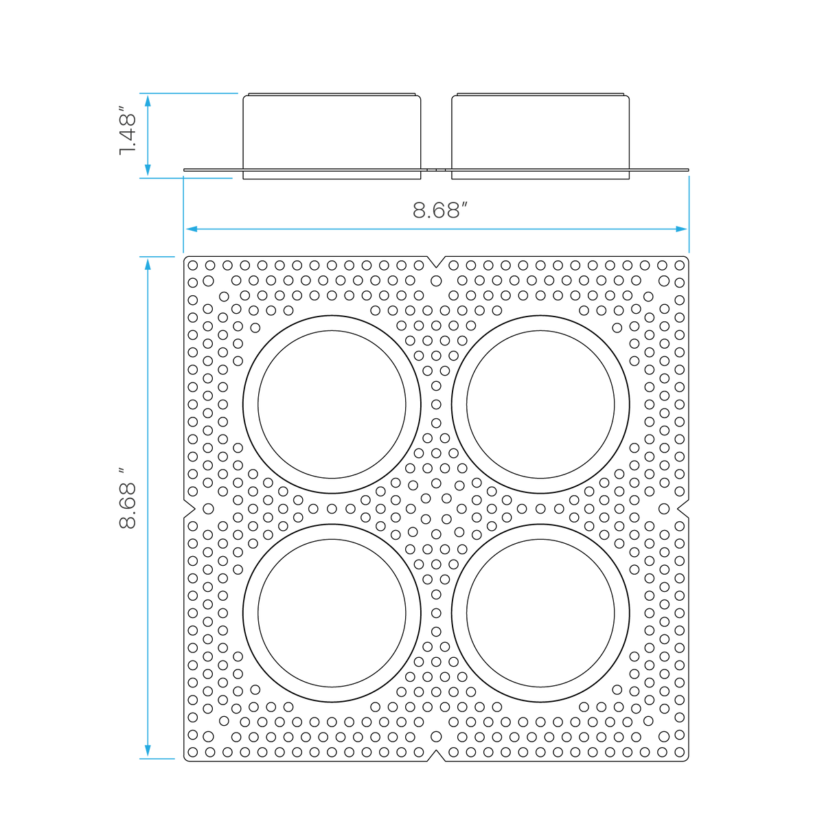Luxrite LR25459 3" Trimless - 4 Head Plaster Frame