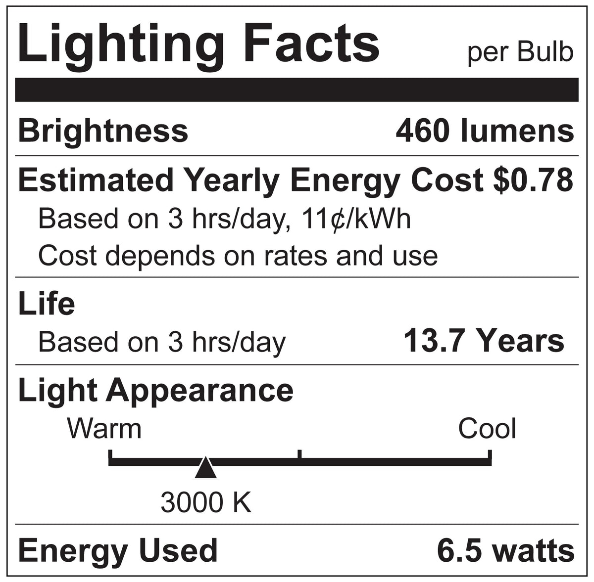 Luxrite LR31861 6.5W BR20 6W 3000K LED Light Bulb