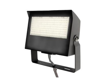 MaxLite MSF80UA-WCSLKTYPC Slim Flood, 55/70/80W 120-277V, 0-10V Dimming, Adjustable Beam, WATT/CCT Selectable, Black, Knuckle 1/2" Threaded Nipple Yoke Mount, Photocell
