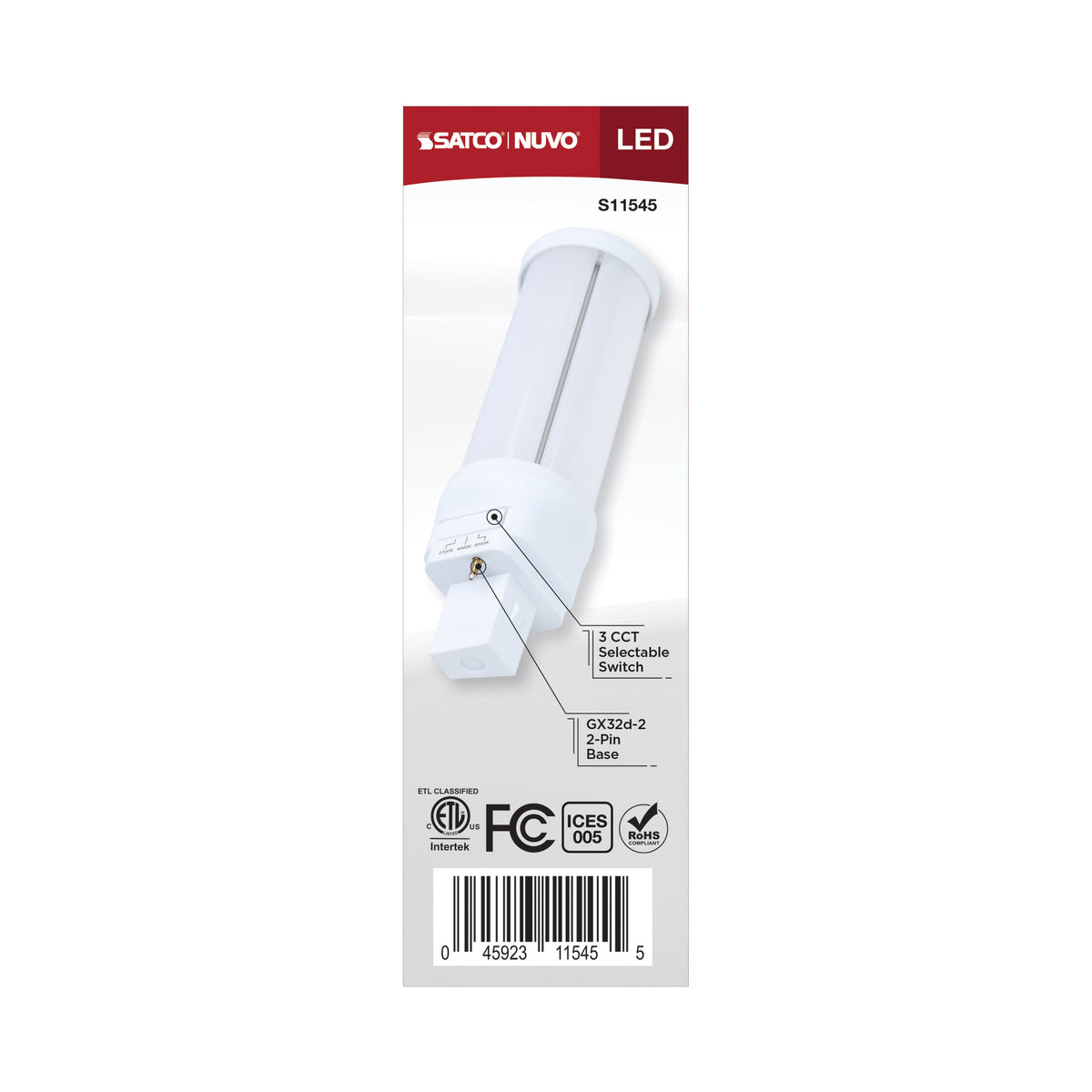 Satco S11545 14W PL CCT Selectable LED Light Bulb GX32d (2-Pin) Base