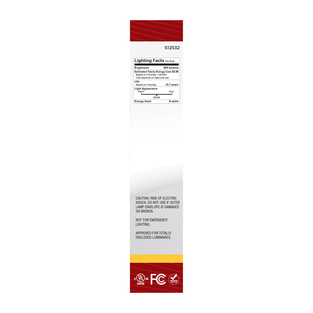 Satco S12532 8W T9 Cool White LED Light Bulb Medium Base
