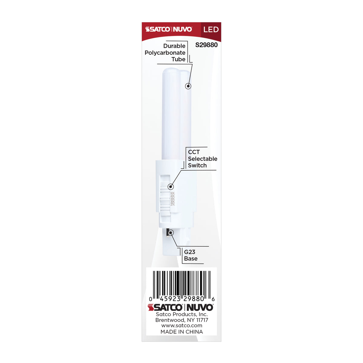 Satco S29880 3W PLS CCT Selectable LED Light Bulb G23 (2-Pin) Base