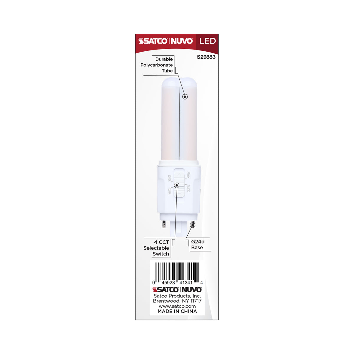 Satco S29883 5.5W PLC CCT Selectable LED Light Bulb 2-Pin Base