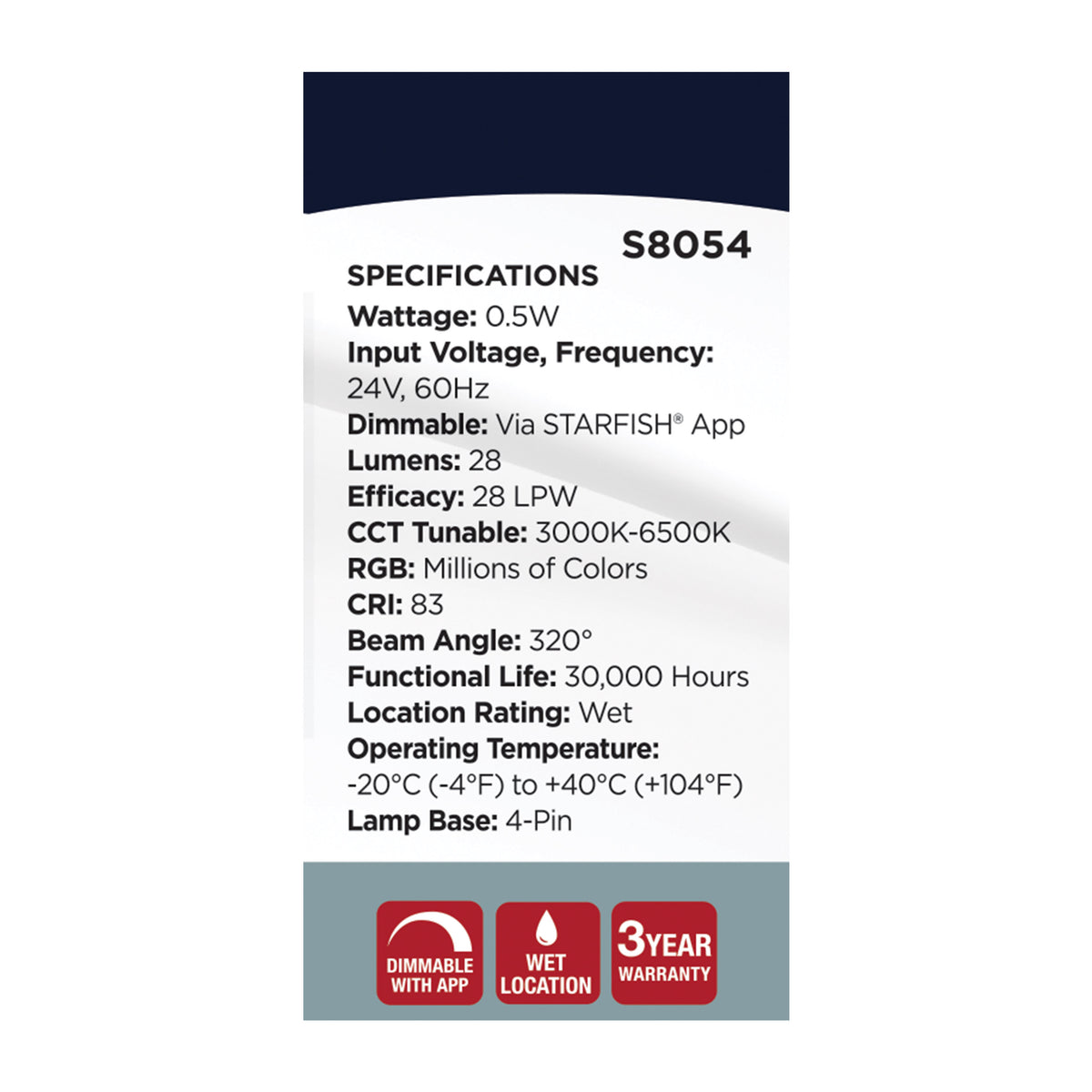Satco S8054 0.5W S14 CCT Selectable LED Light Bulb 4-Pin Base