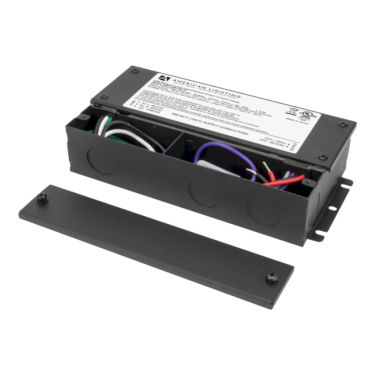 American Lighting ADPT-DRJ-60-12 Adaptive Driver with Enclosed Leads and Knockouts 60 Watts 12V DC