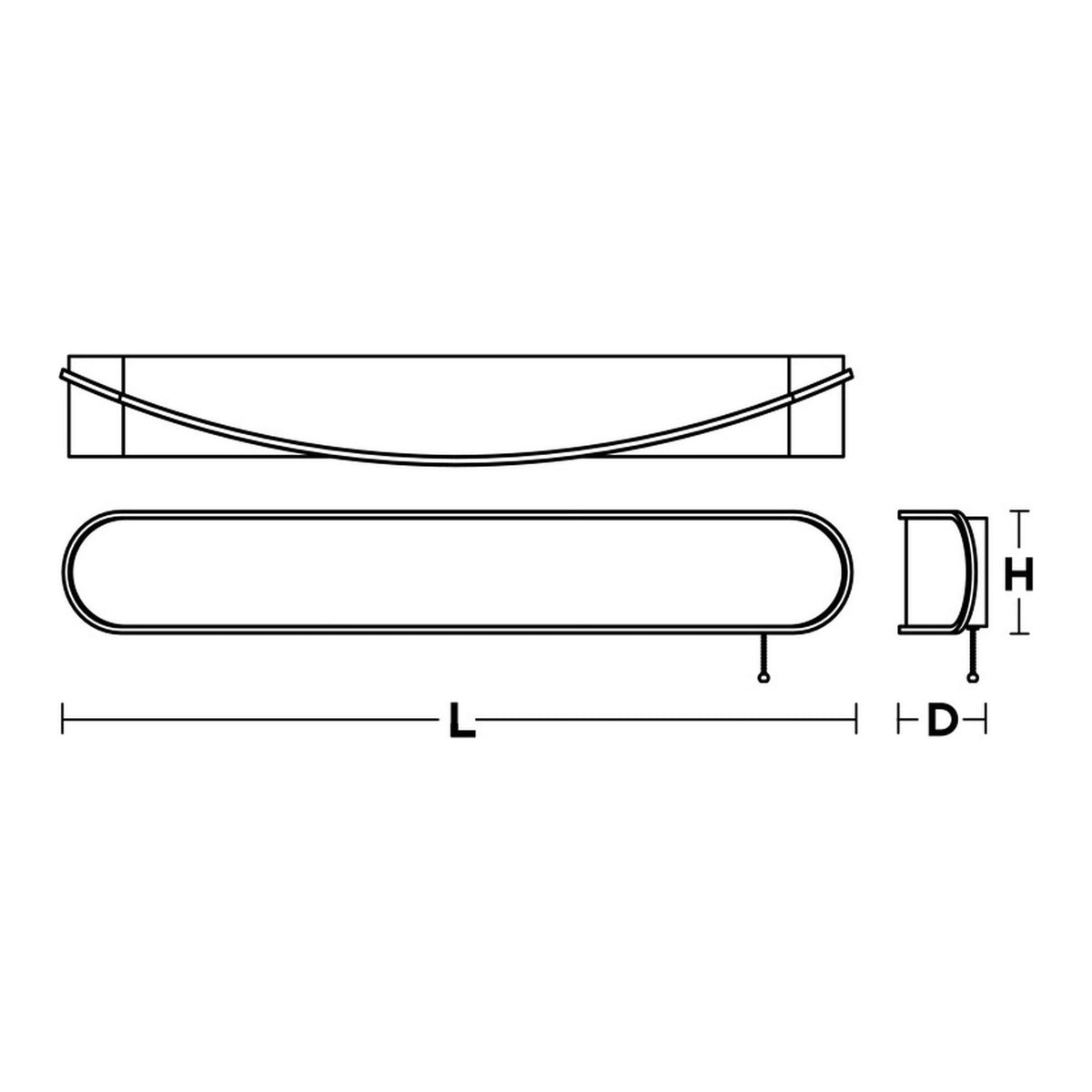 AFX Curve LED overbed light dimension diagram