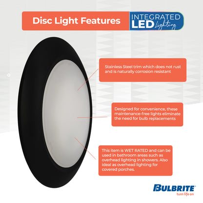 Bulbrite 773278 Bulbrite 25-Watt LED 10" Disc, 3000K, 2000 Lumens, Black Finish