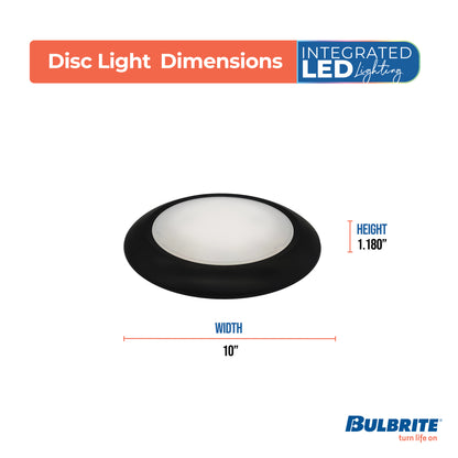 Bulbrite 773278 Bulbrite 25-Watt LED 10" Disc, 3000K, 2000 Lumens, Black Finish