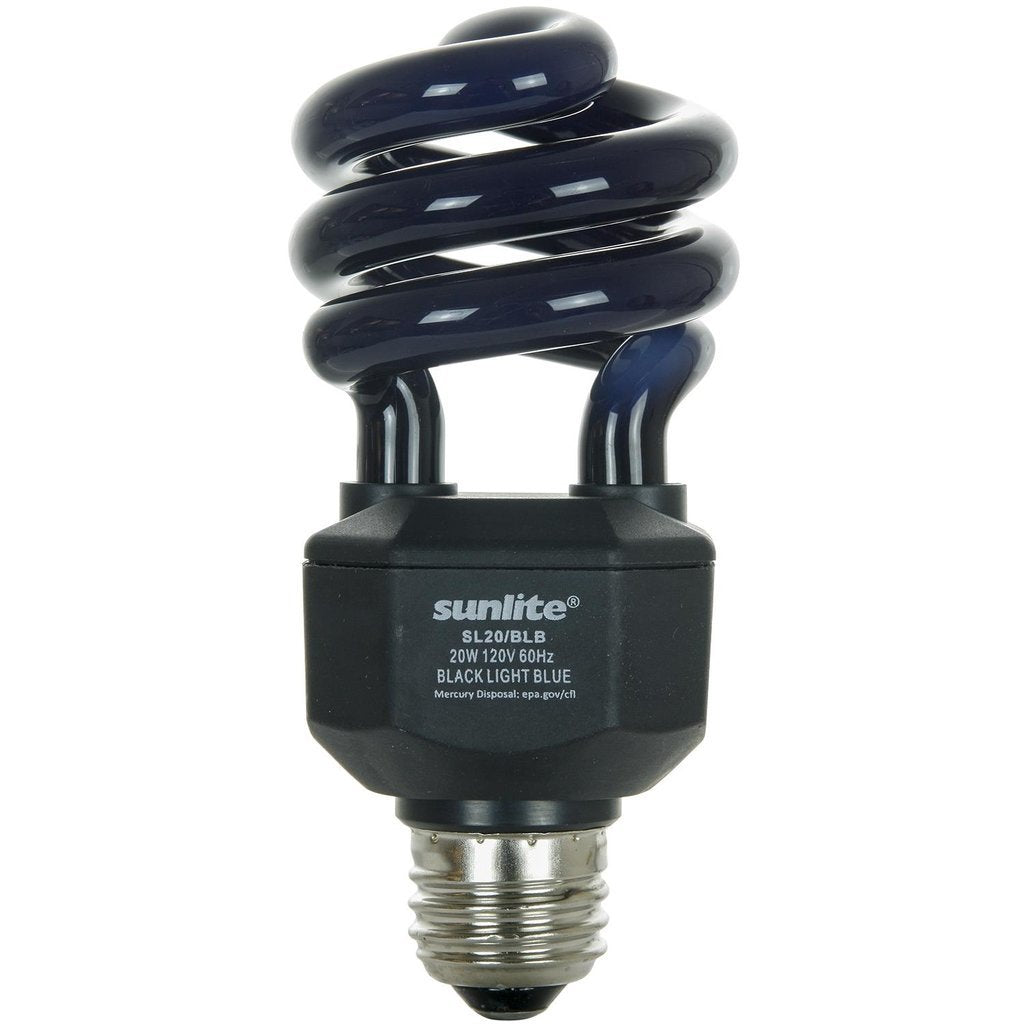 12 pack - Sunlite 05439-SU 20W T3 Coil Black Light Blue CFL Light Bulb