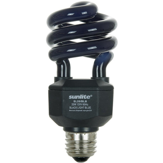 12 pack - Sunlite 05439-SU 20W T3 Coil Black Light Blue CFL Light Bulb